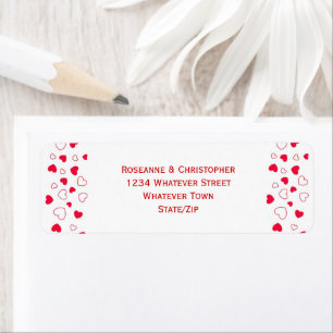 Étiquette Red Hearts Design Valentines Day Mariage Adresse