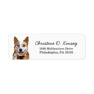 Étiquette Red Heeler Cattle Dog Return Adresse Label
