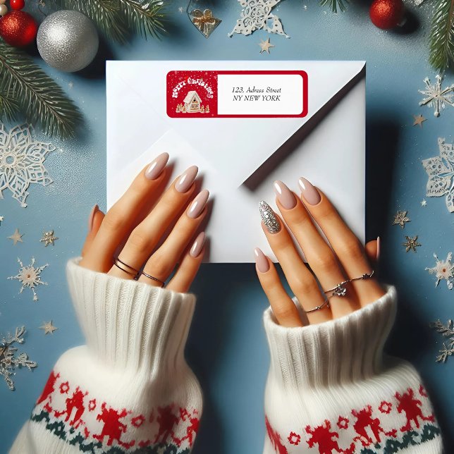 Étiquette Red Joyer Noël Graffiti Retourner l'adresse Label (Créateur téléchargé)