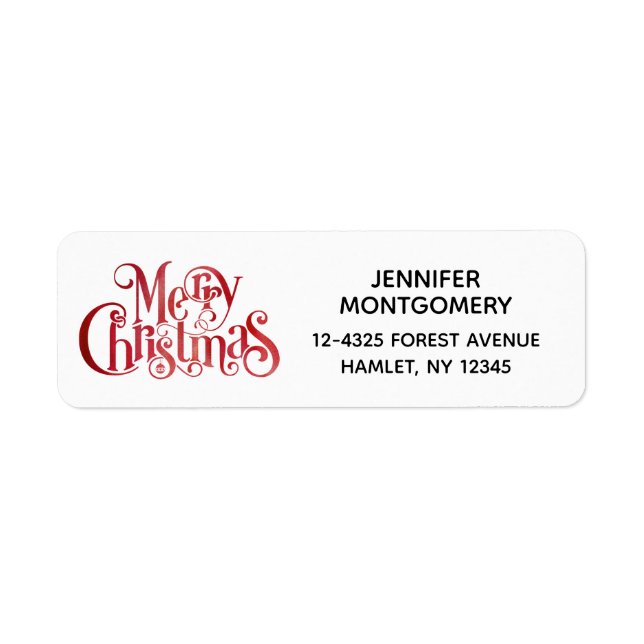 Étiquette Red Joyeux Noël Typographie Festive Police (Devant)