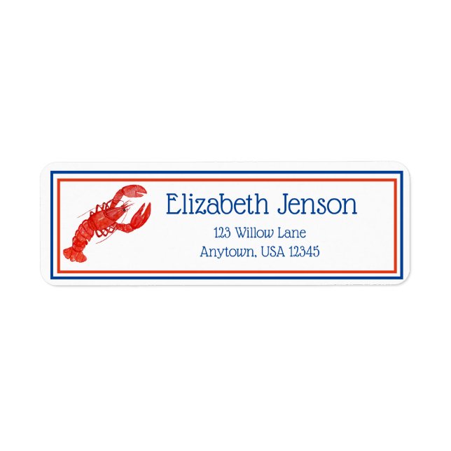 Étiquette Red Lobster - Red White Blue Adresse de retour (Devant)