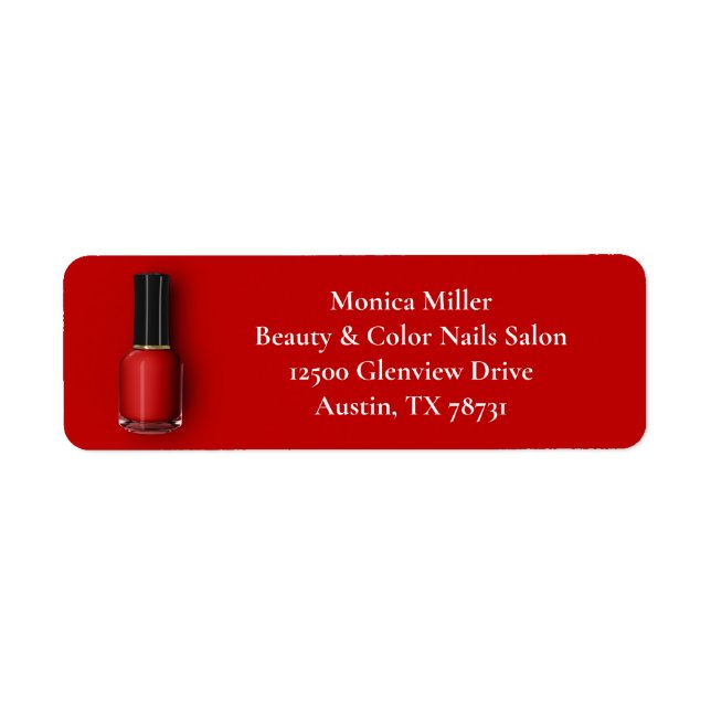 Étiquette Red Nail Polonais Custom Beauté Salon Adresse de r (Devant)