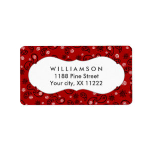 Étiquette red paisley bandana cowboy