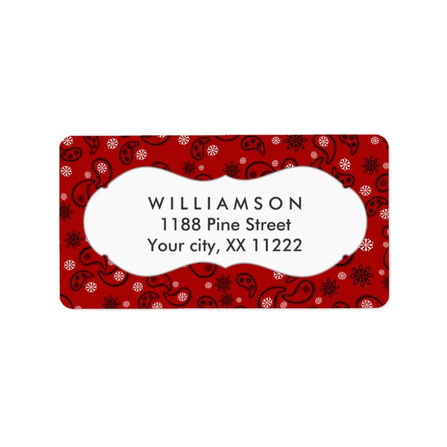 Étiquette red paisley bandana cowboy (Devant)
