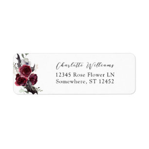Étiquette Red Rose Halloween chauves-souris Adresse de retou