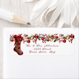 Étiquette Red Satin Stocking Belle Garland de Noël