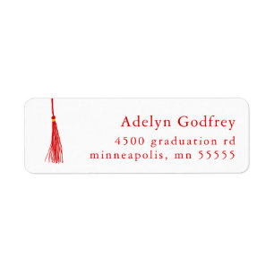Étiquette Red Tassel Graduation Return Adresse