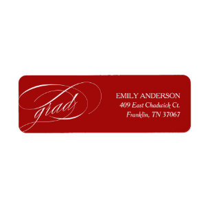 Étiquette Red Trendy Calligraphy Adresse de graduation