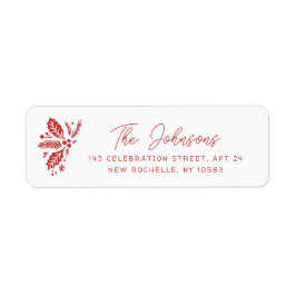 Étiquette Red Vintage Holly Christmas Holiday Adresse de ret