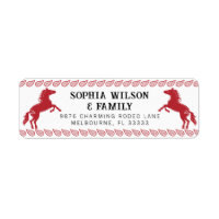 Red Western Rodeo Horse Adresse de retour Label -