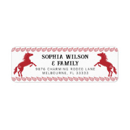 Étiquette Red Western Rodeo Horse Adresse de retour Label - 