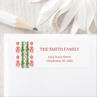Étiquette Red & White Chinoiserie Garland Grandmillennial