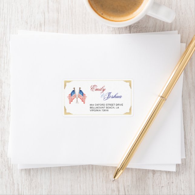 Étiquette Red White et je fais 4 juillet Mariage patriotique (En situation)
