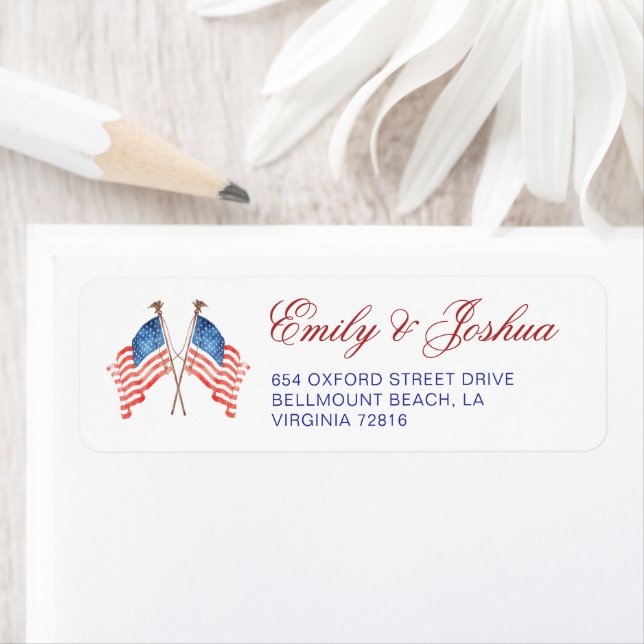 Étiquette Red White et je fais 4 juillet Mariage patriotique (En situation)