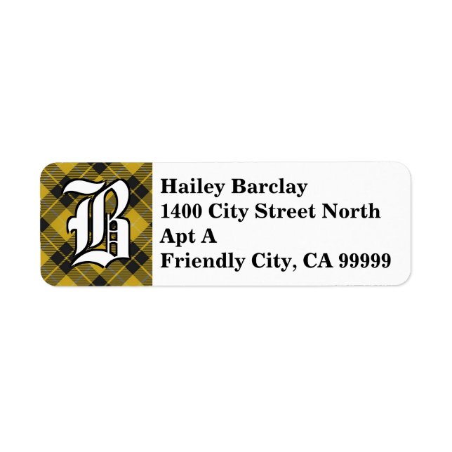 Étiquette Regal Clan Barclay Robe Tartan Monogramme (Devant)