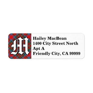 Étiquette Regal Clan MacBean MacBain Tartan Monogramme