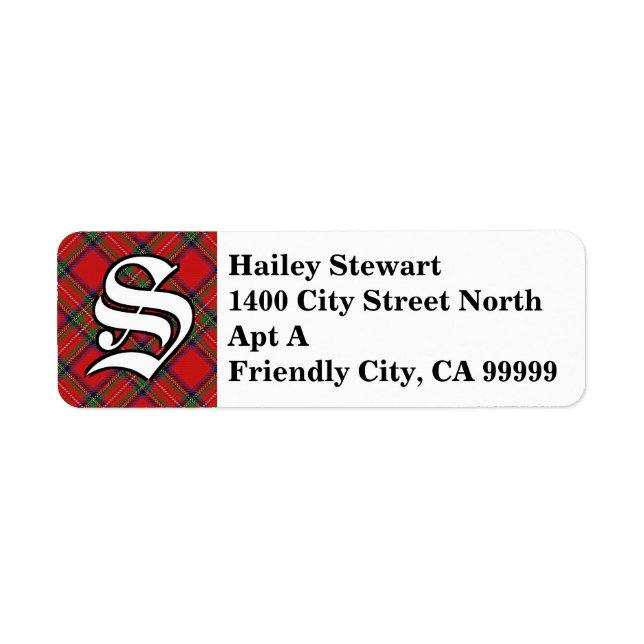 Étiquette Regal Clan Stewart Tartan Monogramme (Devant)