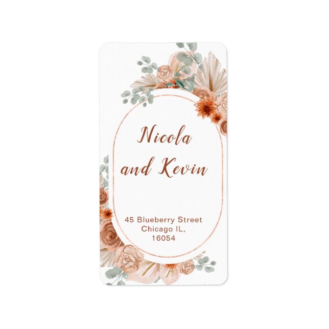 Étiquette Registre d'herbe Boho Terracotta Pampas (Devant)