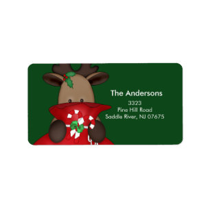 Étiquette Reindee Christmas Holiday Adresse de retour Label