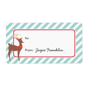 Étiquette Reindeer bandes turquoises personnalisées à partir