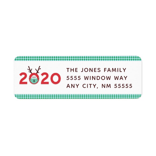 Étiquette Reindeer Masqué 2020 Custom Holiday Adresse de ret (Devant)