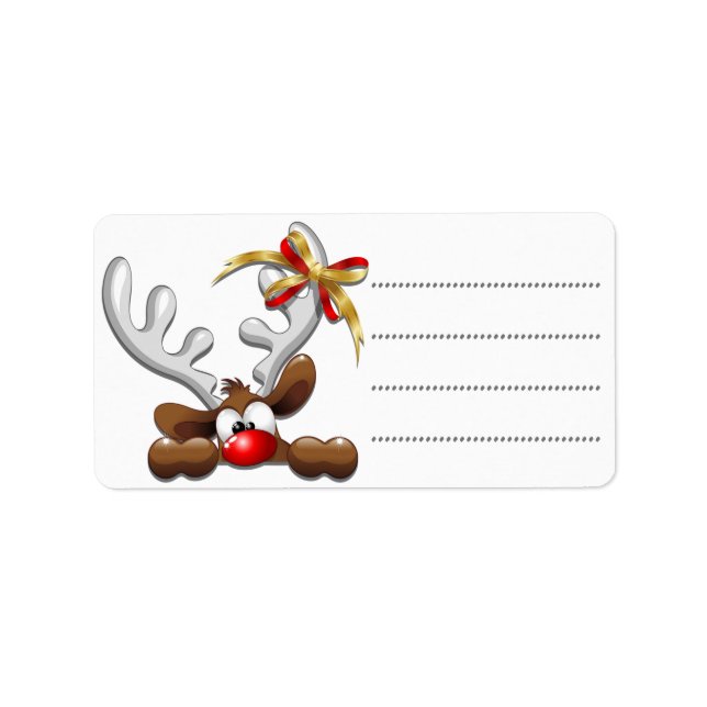Étiquette Reindeer Puzzled drôle Caractère de Noël (Devant)