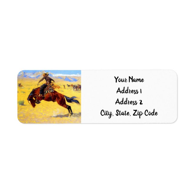 Étiquette Remington Old West Horse et Cowboy (Devant)