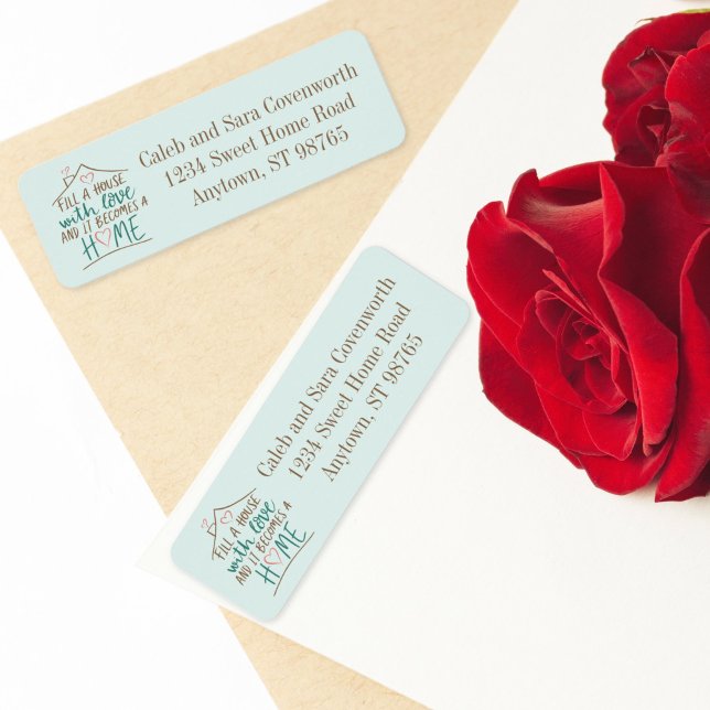Étiquette Rempli avec amour personnalisable retour de réchau (Filled with Love Housewarming Return Address Label)