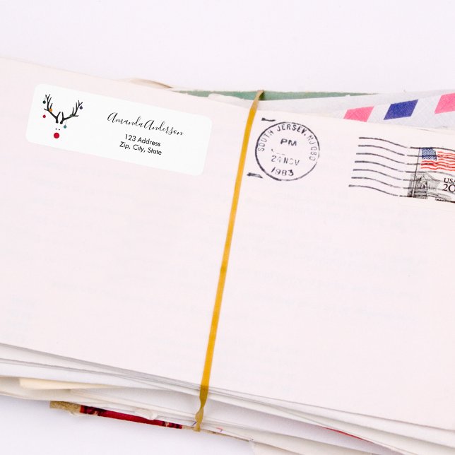 Étiquette Rennes de Noël drôle d'adresse moderne retour (Créateur téléchargé)