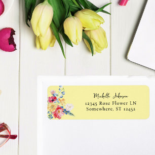 Étiquette Ressort multicolore Flores Jaune Adresse de retour