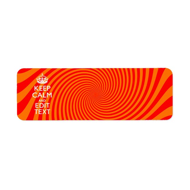 Étiquette Restez Calme Et Ayez Votre Texte Orange Swirl (Devant)