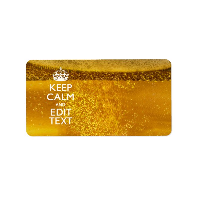 Étiquette Restez calme et votre texte pour une bière Cool (Devant)