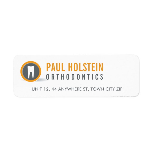 Étiquette RETOUR ADRESSE dentiste moderne logo dentaire oran (Devant)
