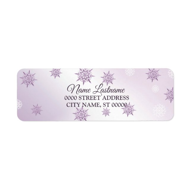Étiquette Retour Adresse Noël Pink Purple Flèches de neige (Devant)