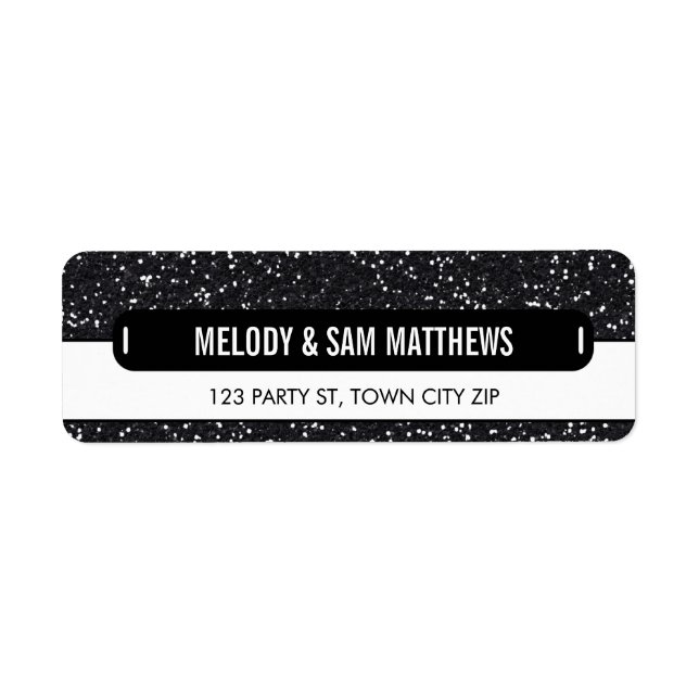 Étiquette RETOUR ADRESSE panneau moderne parties scintillant (Devant)