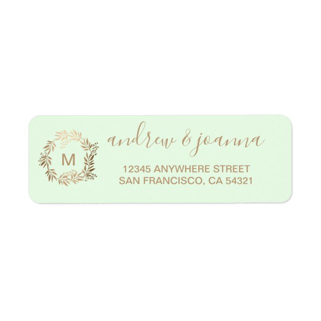 Étiquette Retour de monogramme doré personnalisé élégant mod (Devant)