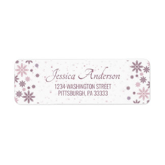 Étiquette Retour des flocons d'hiver roses et violets