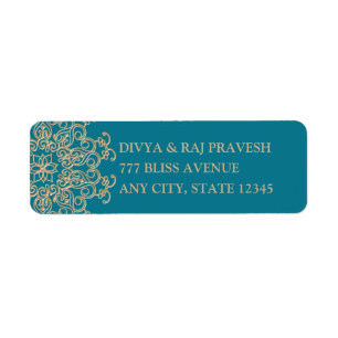 ÉTIQUETTE RETOUR INSPIRÉ PAR INDIEN D'OR DE BLEU BLEU VERT