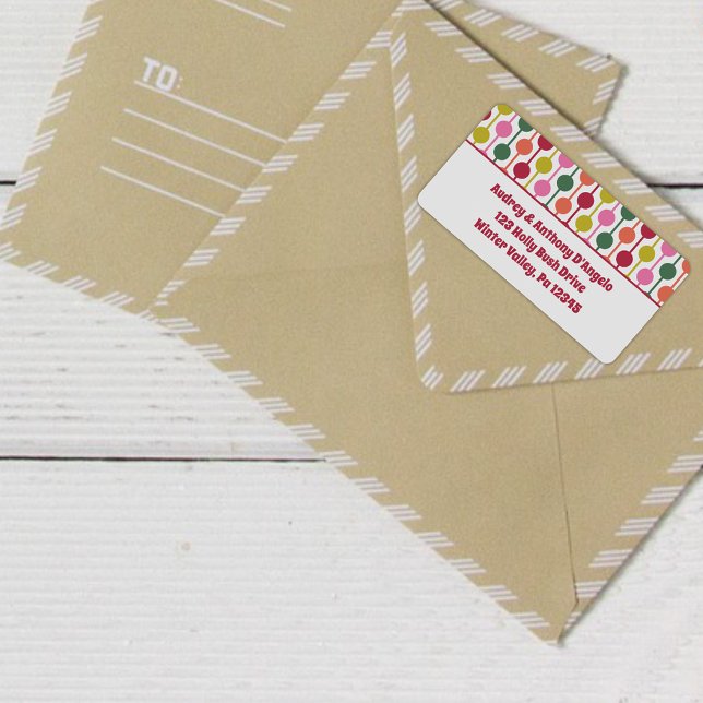 Étiquette Retourner l'adresse retro Christmas Patterned (Créateur téléchargé)