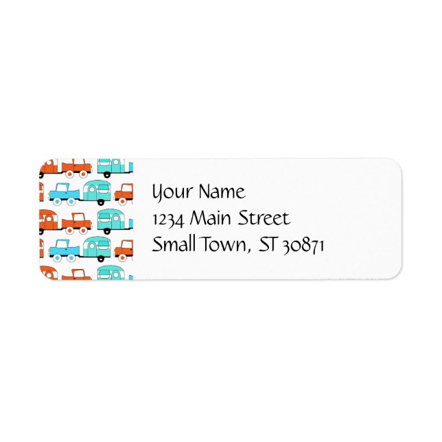 Étiquette Rétro Camping Trailer Turquoise (Devant)