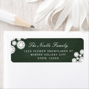 Étiquette Retro Chalkboard Snowflakes Fleur Holiday Adresse