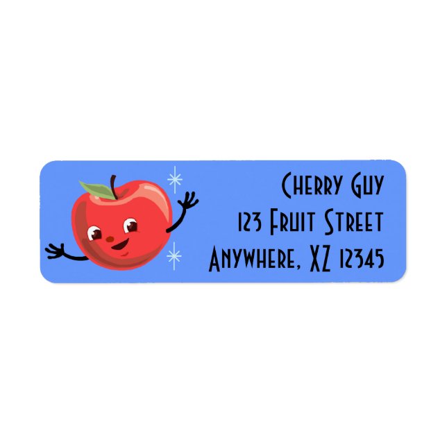 Étiquette Retro Cherry Apple Guy (Devant)