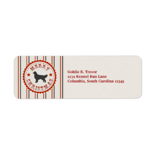 Étiquette Retro Christmas Golden Retriever Personnalisé