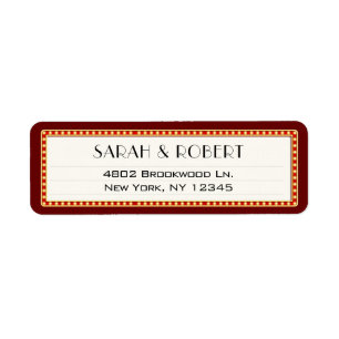 Étiquette Retro Cinema Theater Marquee Sign Mariage Adresse