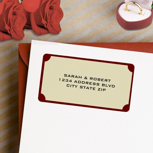 Étiquette Retro Cinema Theater Ticket Stub Mariage Adresse (Retro Cinema Theater Ticket Stub Wedding Address Label)