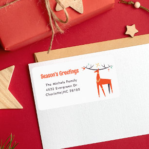 Étiquette Rétro Fête Saisonnière Noël Renne Moderne 