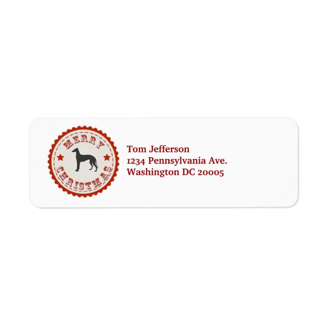 Étiquette Retro Joyeux Noël Greyhound Chien personnalisé (Devant)