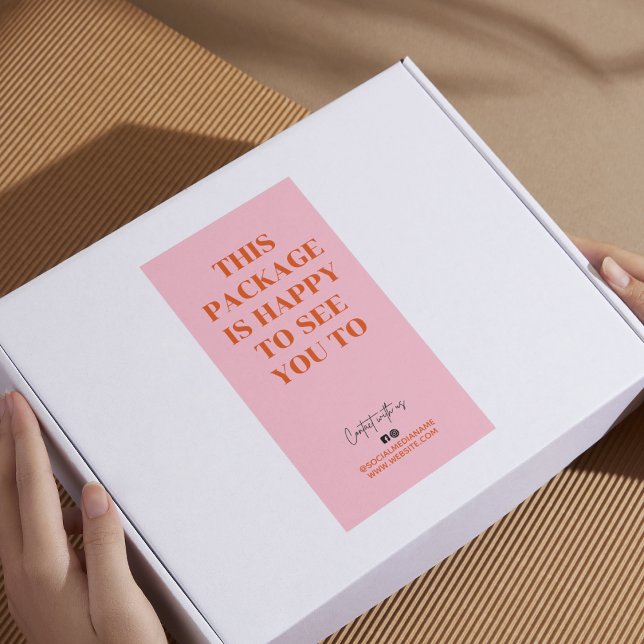 Étiquette Retro orange ce paquet est heureux de vous voir (Créateur téléchargé)