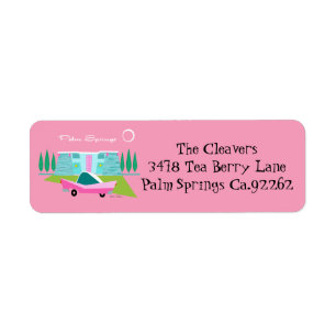 Étiquette Retro Pink Palm Springs Return Address Label