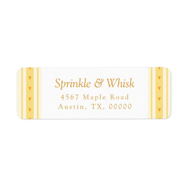 Étiquette Retro Vanilla Yellow Heart Stripes Bakery (Devant)